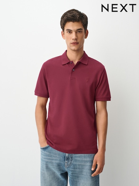 Rojo rubí - Regular Fit Short Sleeve Pique Polo Shirt