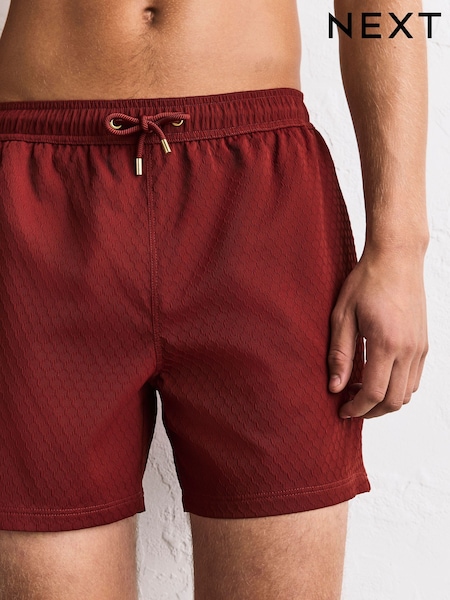 Raudona - Regular Textured 5 Inch Swim Shorts