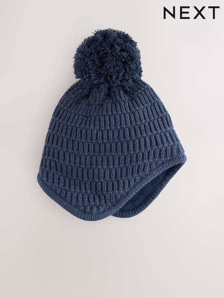 Navy Blue - Knitted Trapper Baby Hat