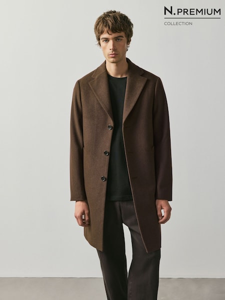 Brown - Regular N. Premium Epsom Overcoat With Wool
