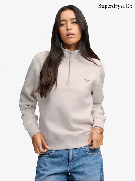 Кремовий - Superdry Signature Emb Half Zip Sweat Top