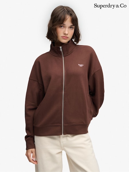 Коричневий - Superdry Signature Embroided Oversized Sweat Top