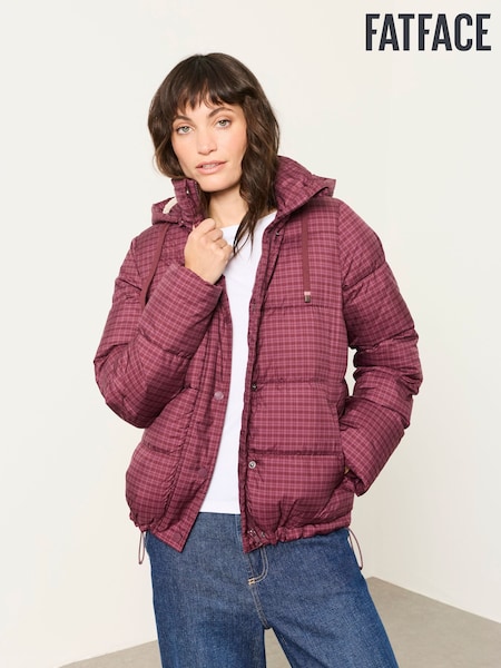 Purple - Fatface Short Puffer Jacket