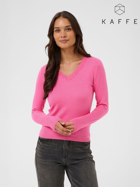 Kaffe Pink KAmalou Ribbed Long Sleeve Knit Jumper (V64016) | EGP2,640