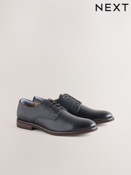 Black - Regular Leather Derby Shoes