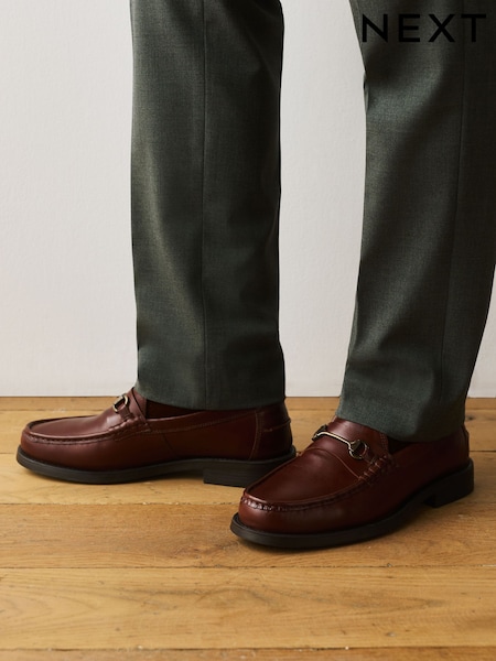 Brown - Regular Leather Snaffle Loafers