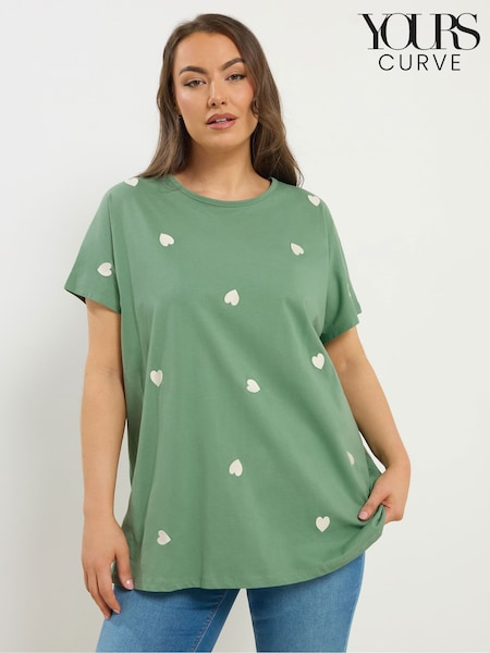 Yours Curve Green Heart Embroidered Top (V64386) | SGD 52