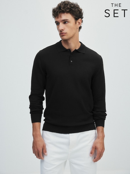 Navy/Grey - Regular The Set 3 Pack Long Sleeve Knitted Polo Jumpers