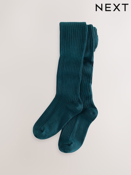 Forest Green - Cotton Rich Rib Tights