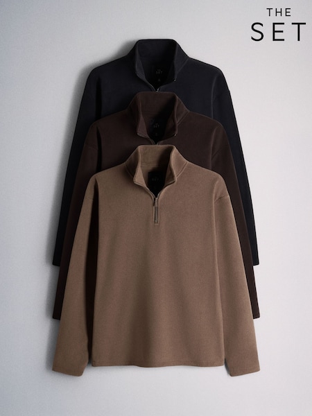 Black/Brown - Regular The Set 3 Pack Half Zip Micro Fleeces