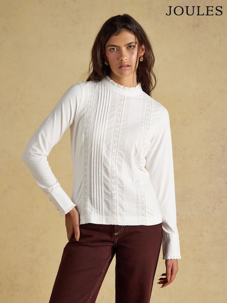 Balts - Joules Arabella Lace Insert Jersey Shirt With Pintucks