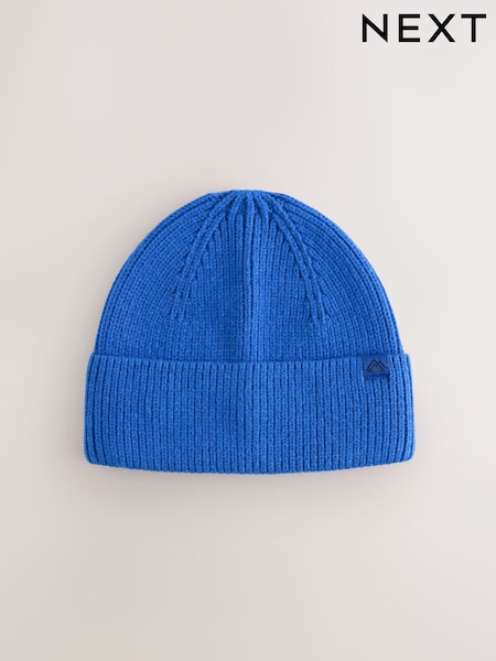 Kobaltblau - Ribbed Knitted Beanie Hat (1-16yrs)