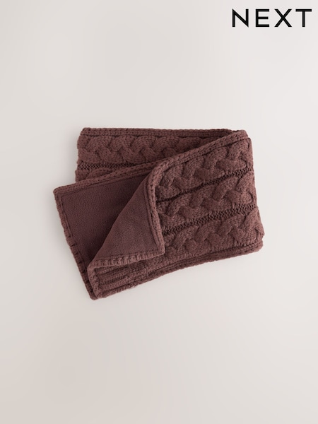 Chocolate Brown - Cable Knitted Scarf (1-16yrs)