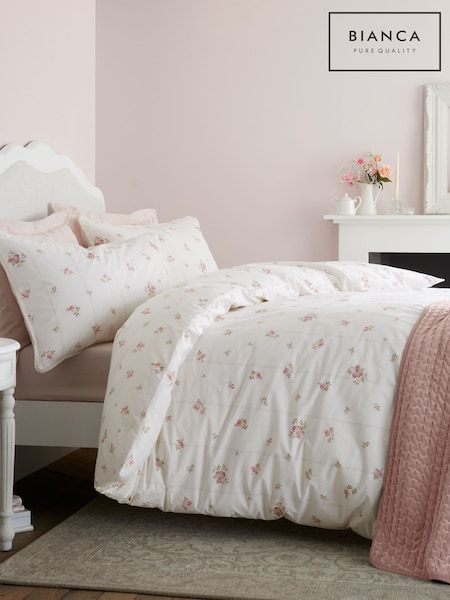 Bianca Cream Vintage Rosebud Lace Cotton Duvet Cover Set (V64572) | €42 - €85