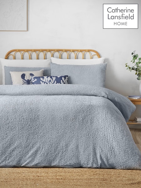 Catherine Lansfield Blue rinkle Seersucker Duvet Cover Set (V64573) | 130 QAR - 234 QAR