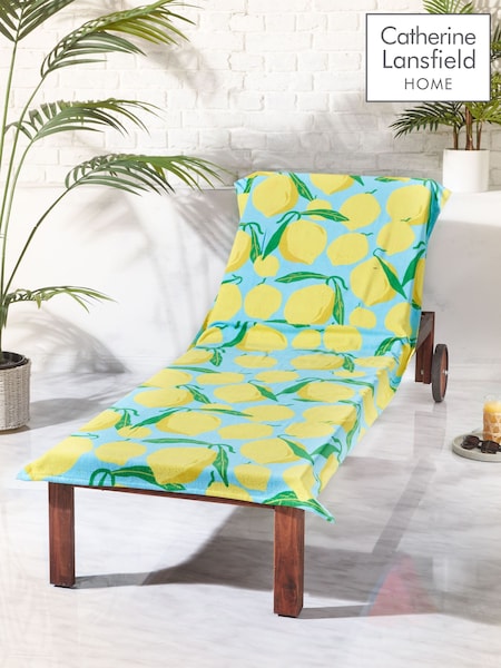 Catherine Lansfield Aqua Blue Lemons Extra Long Cotton Beach Towel (V64577) | 28,600 ARS
