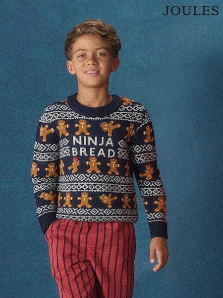 Marineblau - Joules Boys' Ninjabread Crew Neck Knitted Jumper