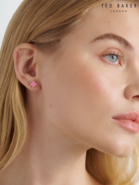 Gold Tone/Hot Pink & Crystal - Ted Baker GAYLA Garland Stud Earrings (V64617) | ‏15.50 د.ب.‏