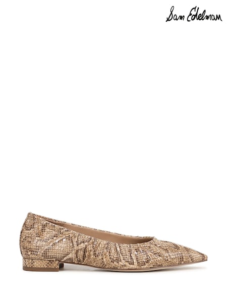 كريم - Sam Edelman Essex Snake Print Pointed Toe Shoes
