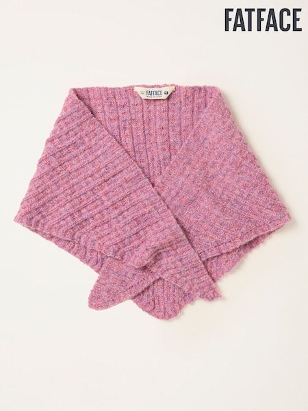 Pink - Fatface Ribbed Triangle Scarf