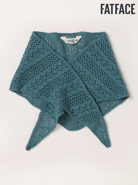Bleu de sarcelle - Fatface Pointelle Triangle Scarf