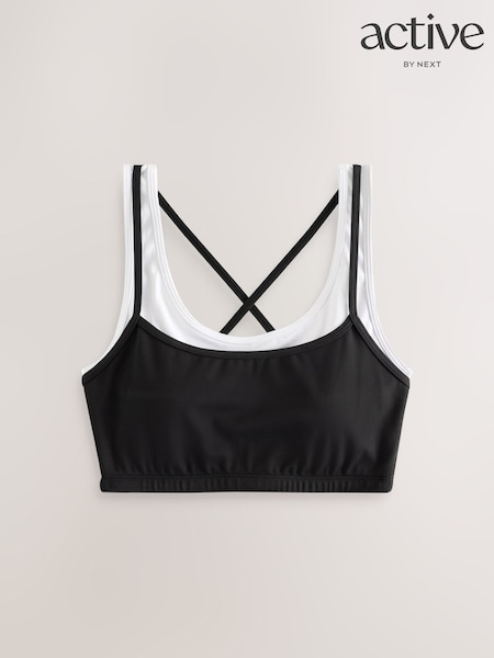 কালো - Active Balance Cross Back Layered Sports Bra