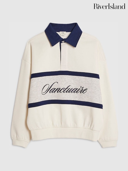 Cream - River Island Long Sleeve Sanctuaire Rugby Top