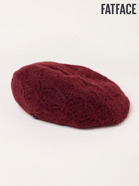 Burgundy Red - Fatface Knitted Beret