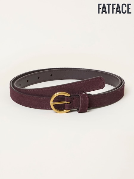 Burgundy Red - Fatface Plain Suede Belt