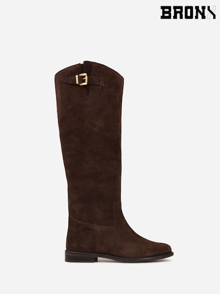Brown - Bronx Felise Suede Riding Knee Boots