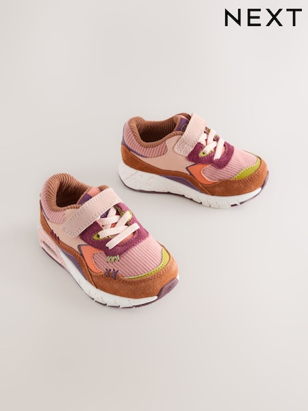 Multi Pink - Touch Fastening Elastic Lace Bubble Trainers