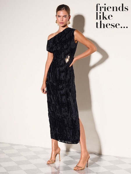 Qara - Friends Like These Manipulated Hardware Velvet Dress