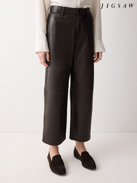 Jigsaw Brown Dale Nappa Leather Trousers (V65322) | $959