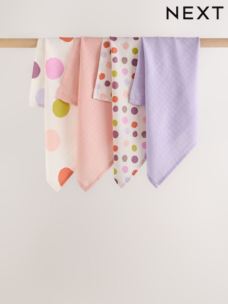 Multi Polka Dot - Baby Muslins Cloths 4 Pack