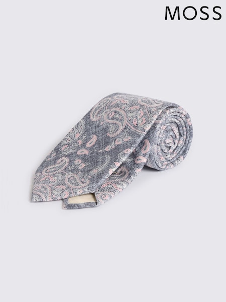 MOSS Blue Bottinelli Silk Paisley Tie (V65407) | AED262