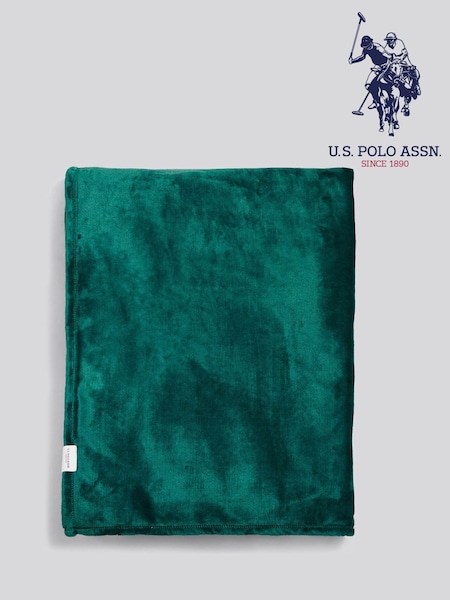 Us Polo Assn Teal Green Premium Plush Fleece Throw (V65412) | SGD 106