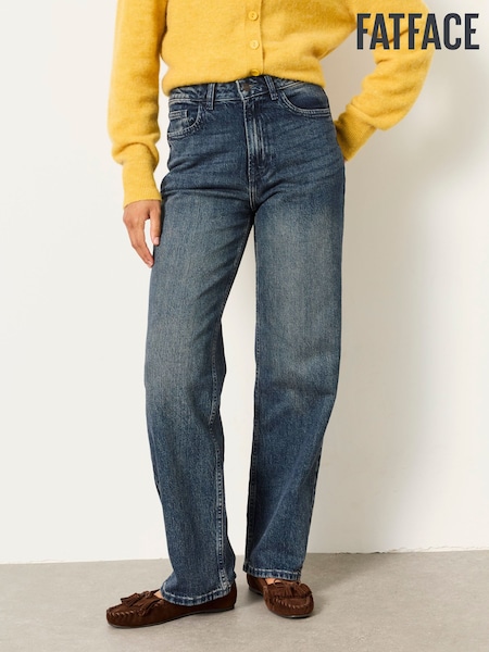 أزرق على أخضر داكن - Fatface Relaxed Straight Jeans