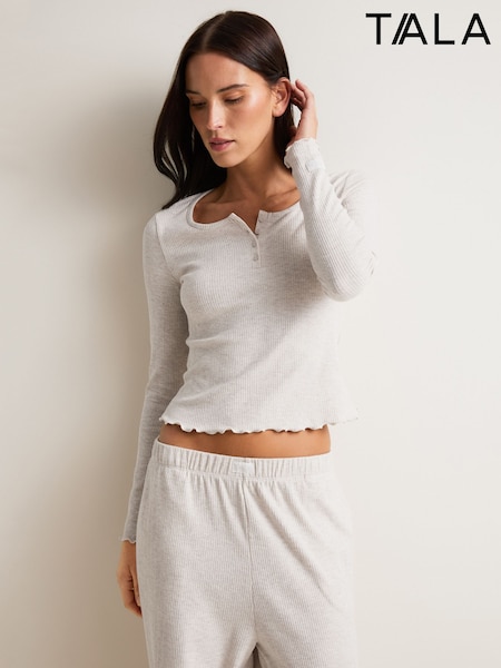 Bej - TALA Sleep Lounge Henley Long Sleeve Pyjama Top (V65637) | 313 LEI