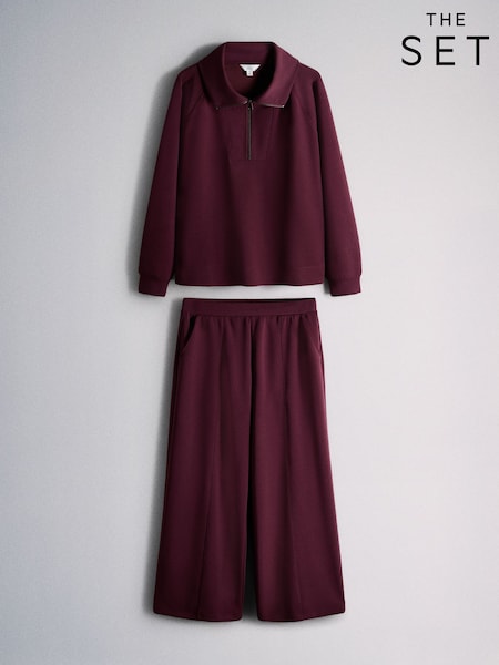 Burgundy Red - The Set Modal Blend Half Zip Coord Loungewear Set