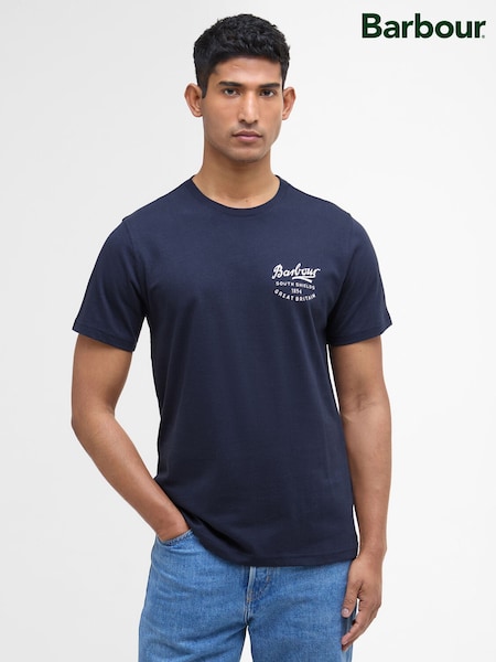 Navy Blue - Regular Barbour® Script Graphic T-shirt