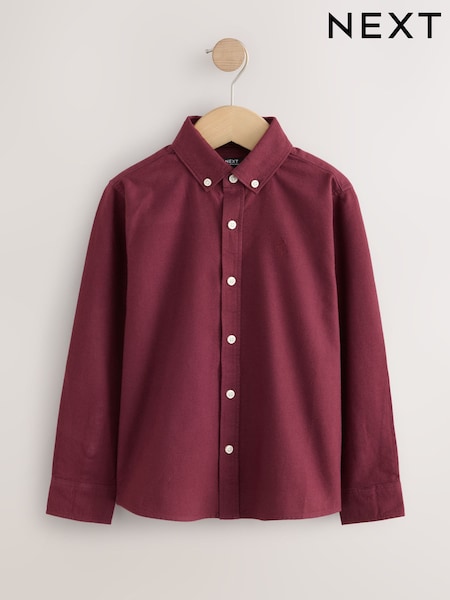 Burgundy Red - Long Sleeve Brushed Oxford Shirt (3-16yrs)