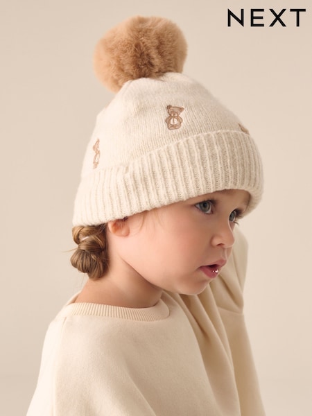 Ecru Bear - Pom Beanie Hat (3mths-16yrs)