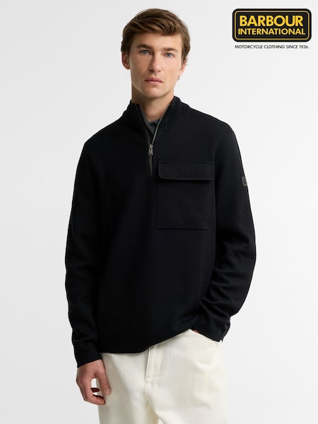 שחור - Regular Barbour International Burley Half Zip Cardigan