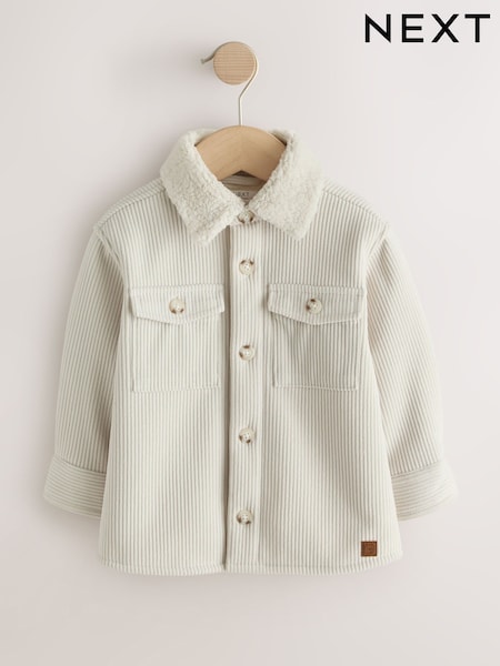 Ecru White - Borg Lined Cord Shacket (3mths-7yrs)