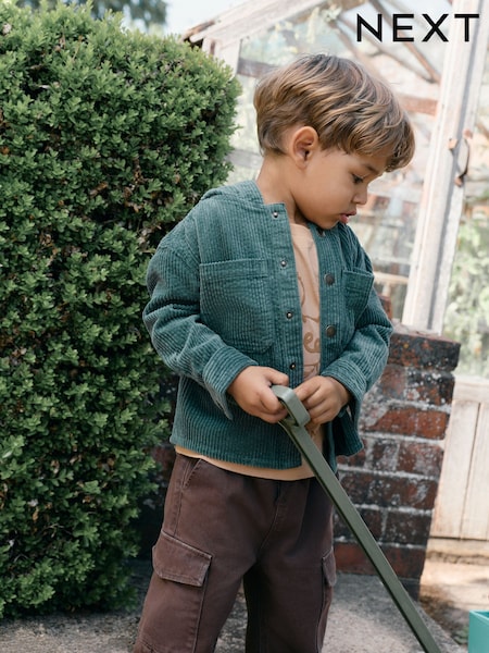 Dark Green - Hooded Corduroy Overshirt & T-shirt Set 2 Piece (3mths-7yrs)