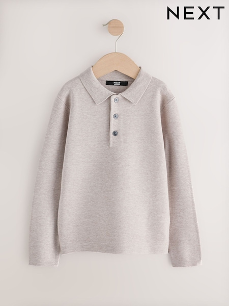 Neutral - Knitted Button Neck Polo Shirt (3-16yrs)