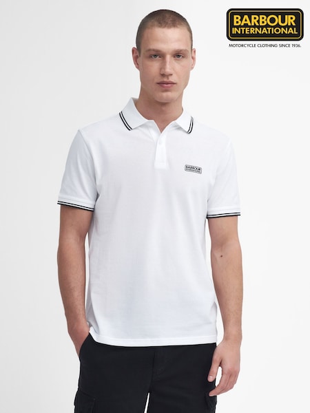White - Regular Barbour International Evan Tipped Polo Shirt