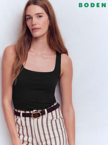 Boden Black Double Layer Square Neck Vest (V66362) | AED146