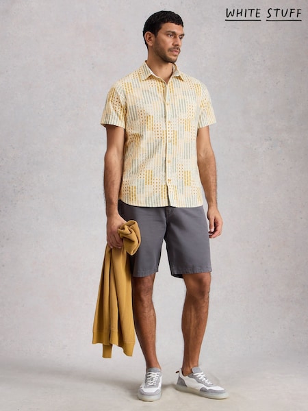White Stuff Yellow Finsbury Short Sleeve Patch Print Shirt (V66460) | $112