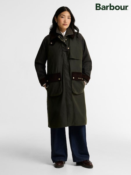 Green - Barbour® Checked Kirklees Wax Jacket